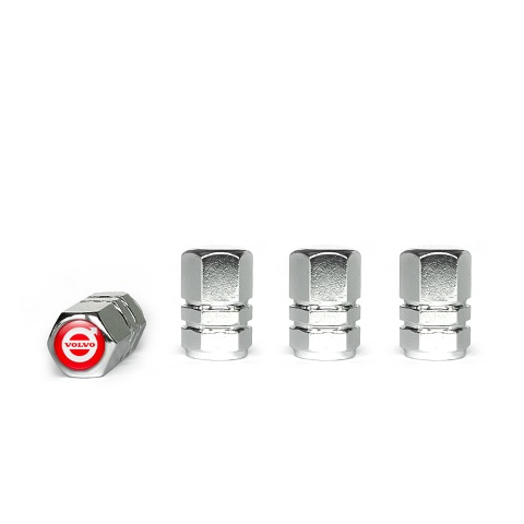 Volvo Tyre Valve Caps Chrome 4 pcs Red