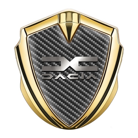 Dacia Fender Emblem Badge Gold Dark Carbon Polished Logo Design
