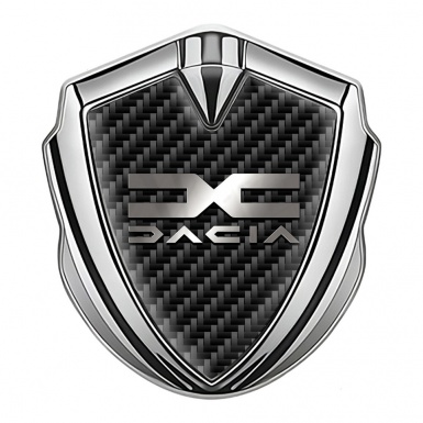 Dacia Metal Emblem Badge Silver Black Carbon Polished Logo Edition
