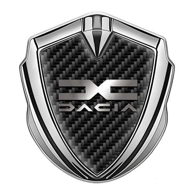 Dacia Metal Emblem Badge Silver Black Carbon Polished Logo Edition