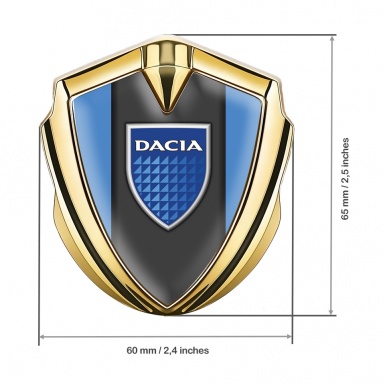 Dacia Emblem Ornament Badge Gold Glacial Base Blue Shield Logo