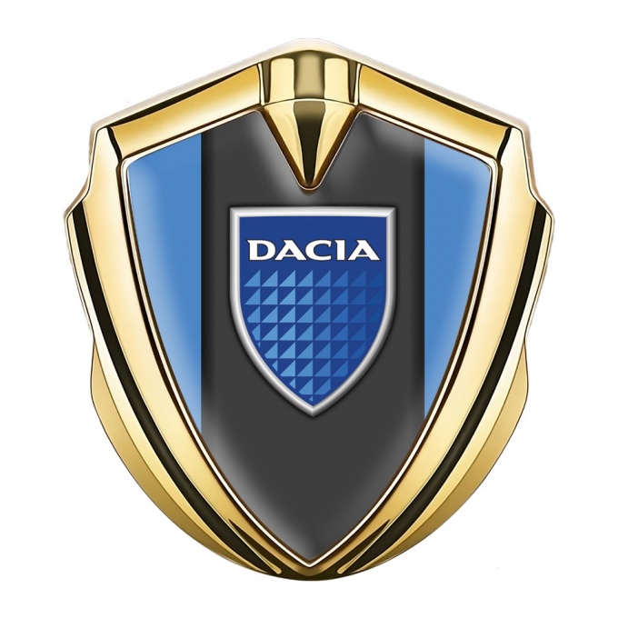 Dacia Emblem Ornament Badge Gold Glacial Base Blue Shield Logo