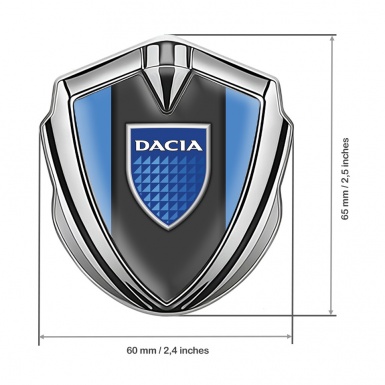 Dacia Emblem Ornament Badge Silver Glacial Base Blue Shield Logo