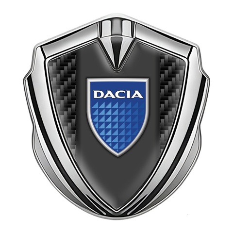 Dacia Bodyside Domed Emblem Silver Black Carbon Blue Shield Logo