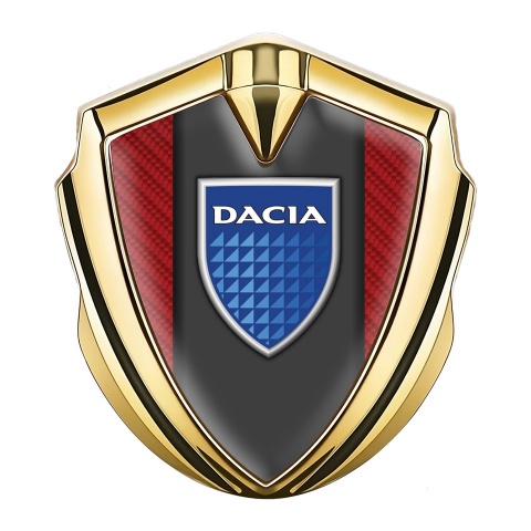 Dacia Emblem Metal Badge Gold Red Carbon Blue Shield Logo