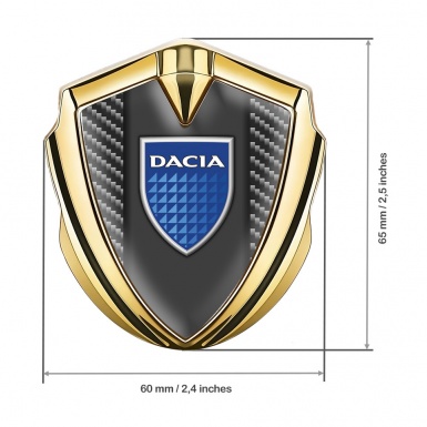Dacia Emblem Badge Self Adhesive Gold Dark Carbon Blue Shield Logo