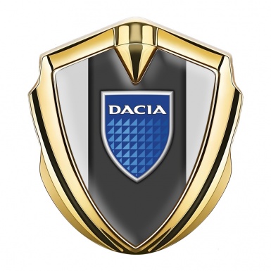 Dacia Silicon Emblem Badge Gold Grey Base Blue Shield Logo