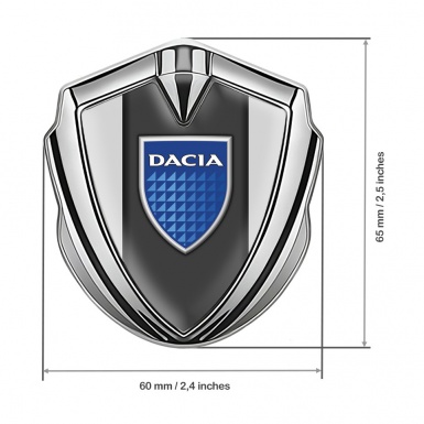 Dacia Silicon Emblem Badge Silver Grey Base Blue Shield Logo