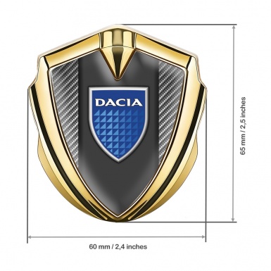 Dacia Badge Self Adhesive Gold Light Carbon Blue Shield Logo
