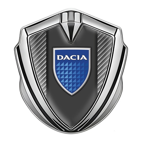 Dacia Badge Self Adhesive Silver Light Carbon Blue Shield Logo