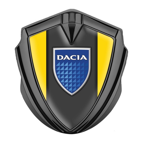 Dacia Emblem Fender Badge Graphite Yellow Frame Blue Shield Edition