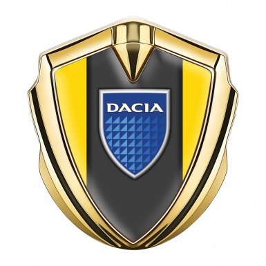 Dacia Emblem Fender Badge Gold Yellow Frame Blue Shield Edition