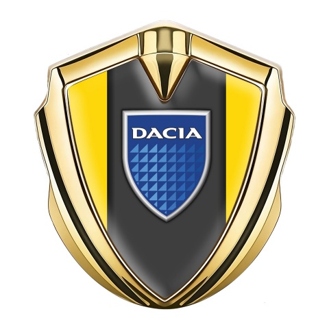 Dacia Emblem Fender Badge Gold Yellow Frame Blue Shield Edition