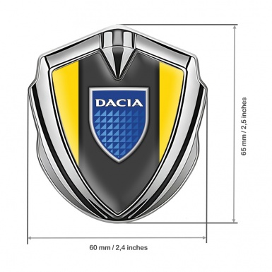 Dacia Emblem Fender Badge Silver Yellow Frame Blue Shield Edition
