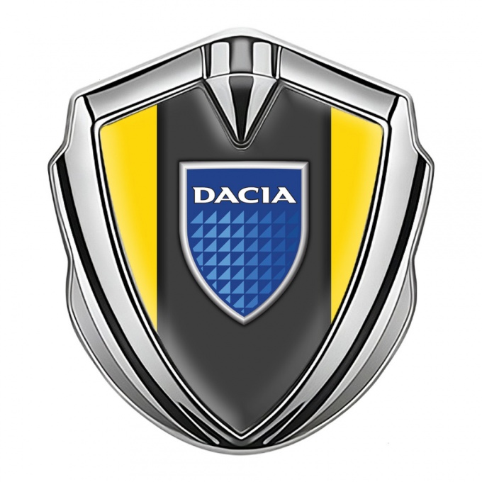 Dacia Emblem Fender Badge Silver Yellow Frame Blue Shield Edition
