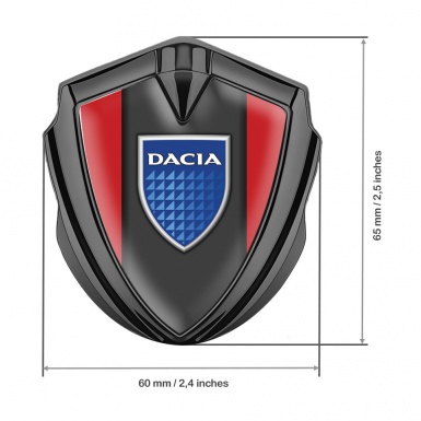 Dacia Metal Emblem Self Adhesive Graphite Red Frame Blue Shield Edition