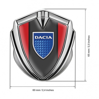 Dacia Metal Emblem Self Adhesive Silver Red Frame Blue Shield Edition