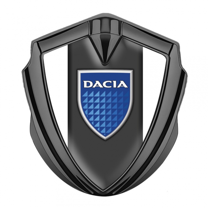 Dacia Fender Emblem Badge Graphite White Frame Blue Shield Design