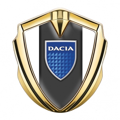 Dacia Fender Emblem Badge Gold White Frame Blue Shield Design