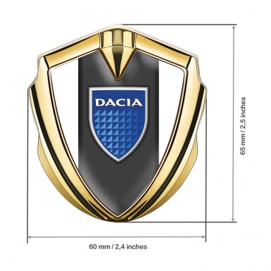 Dacia Fender Emblem Badge Gold White Frame Blue Shield Design