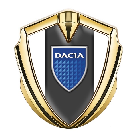 Dacia Fender Emblem Badge Gold White Frame Blue Shield Design