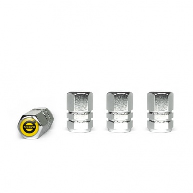 Volvo Tyre Valve Caps Chrome 4 pcs Yellow