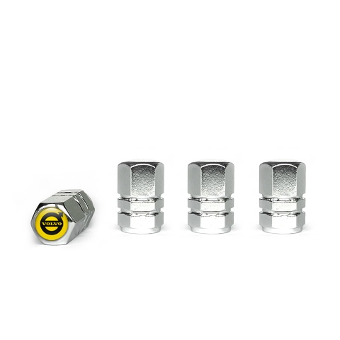 Volvo Tyre Valve Caps Chrome 4 pcs Yellow