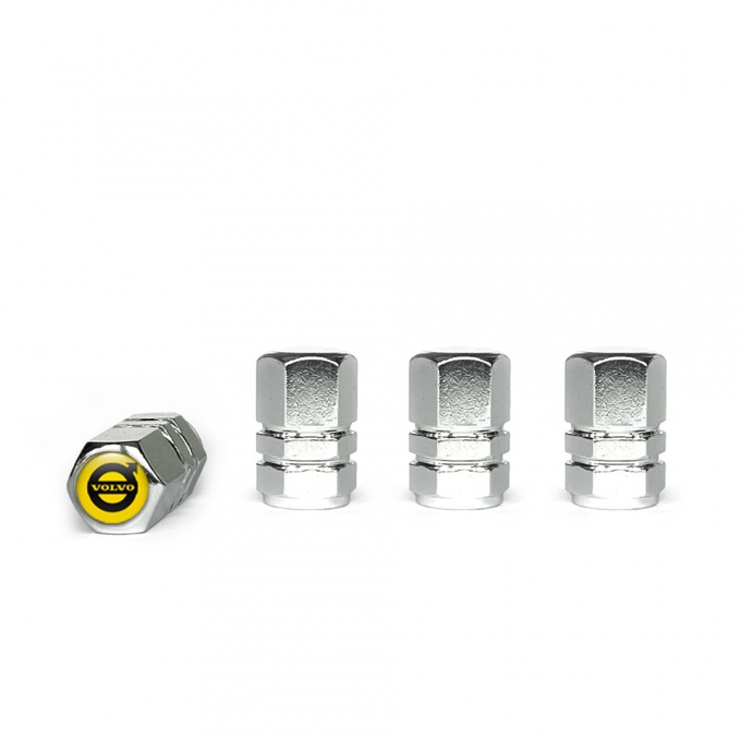 Volvo Tyre Valve Caps Chrome 4 pcs Yellow