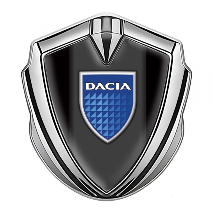 Dacia Emblem Trunk Badge Silver Black Frame Blue Shield Variant
