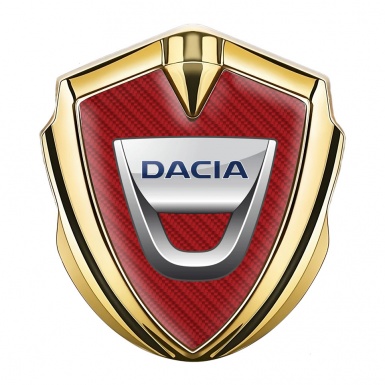 Dacia Metal Emblem Badge Gold Red Carbon Classic Logo Edition