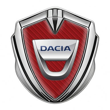 Dacia Metal Emblem Badge Silver Red Carbon Classic Logo Edition