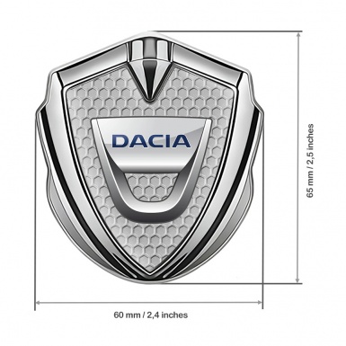Dacia Emblem Ornament Badge Silver Honeycomb Classic Logo Design