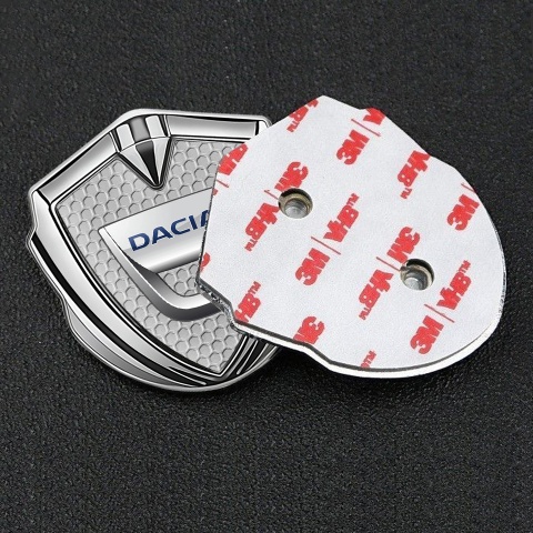 Dacia Emblem Ornament Badge Silver Honeycomb Classic Logo Design