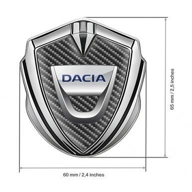 Dacia Emblem Metal Badge Silver Dark Carbon Classic Logo Edition