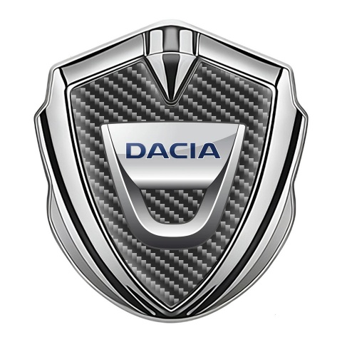 Dacia Emblem Metal Badge Silver Dark Carbon Classic Logo Edition