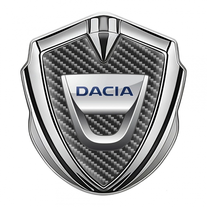 Dacia Emblem Metal Badge Silver Dark Carbon Classic Logo Edition