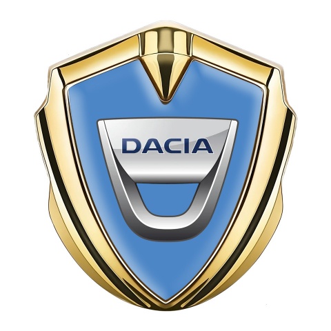 Dacia Emblem Badge Self Adhesive Gold Blue Fill Classic Logo Design