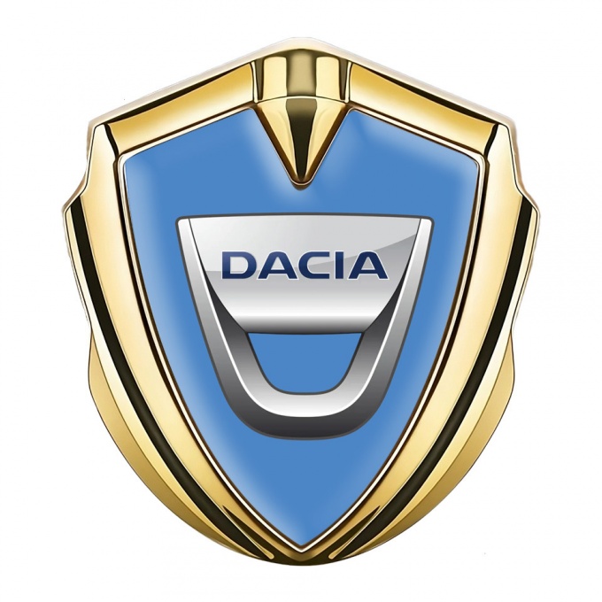 Dacia Emblem Badge Self Adhesive Gold Blue Fill Classic Logo Design