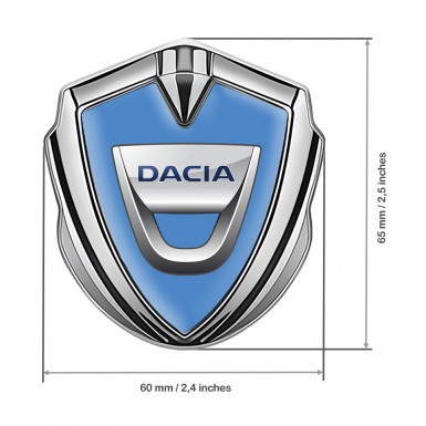 Dacia Emblem Badge Self Adhesive Silver Blue Fill Classic Logo Design