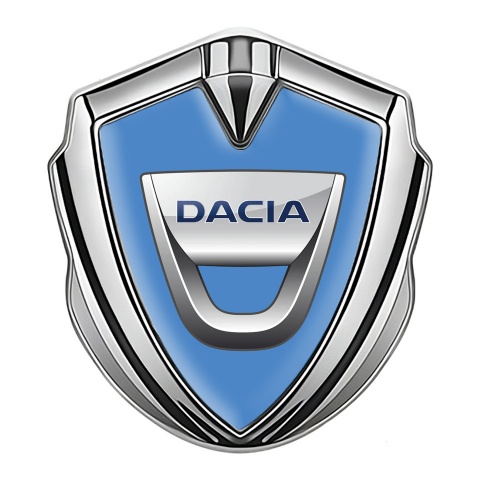Dacia Emblem Badge Self Adhesive Silver Blue Fill Classic Logo Design