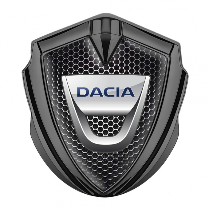 Dacia Silicon Emblem Badge Graphite Steel Mesh Classic Logo Edition