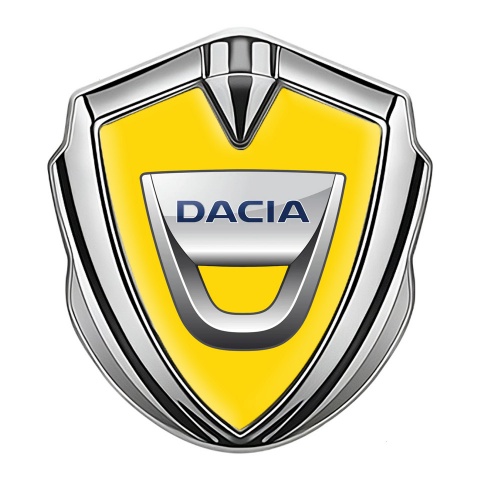 Dacia Bodyside Emblem Self Adhesive Silver Yellow Base Classic Logo Variant