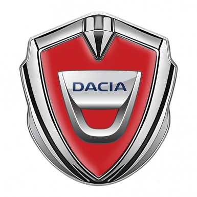 Dacia Emblem Silicon Badge Silver Crimson Base Classic Logo Variant