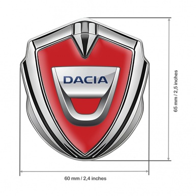 Dacia Emblem Silicon Badge Silver Crimson Base Classic Logo Variant