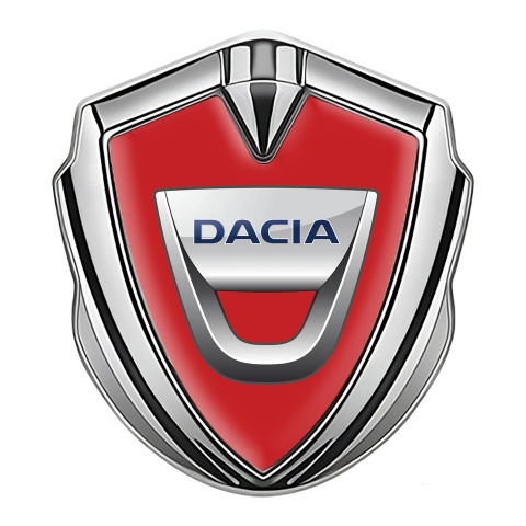 Dacia Emblem Silicon Badge Silver Crimson Base Classic Logo Variant