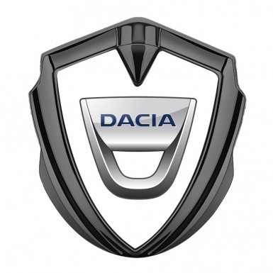 Dacia Metal Domed Emblem Graphite White Base Classic Logo Variant