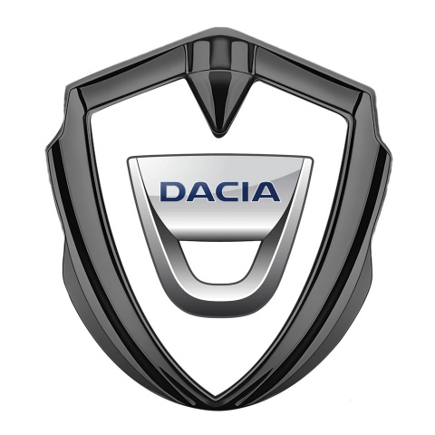 Dacia Metal Domed Emblem Graphite White Base Classic Logo Variant
