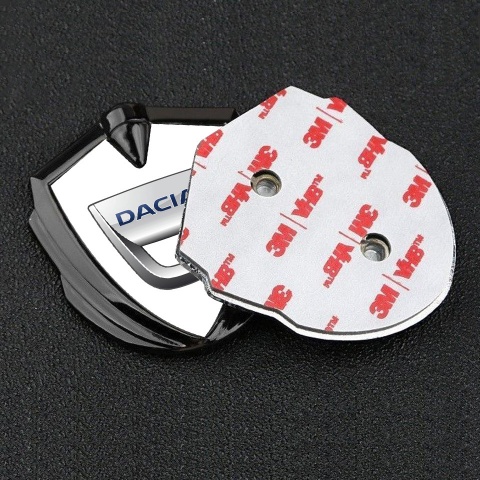 Dacia Metal Domed Emblem Graphite White Base Classic Logo Variant