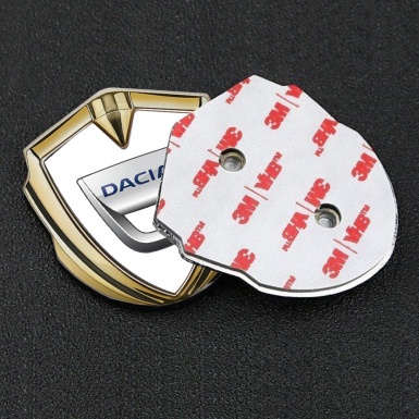 Dacia Metal Domed Emblem Gold White Base Classic Logo Variant