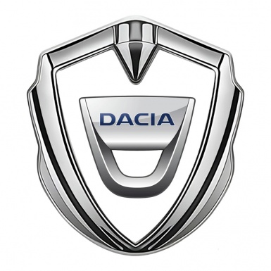 Dacia Metal Domed Emblem Silver White Base Classic Logo Variant